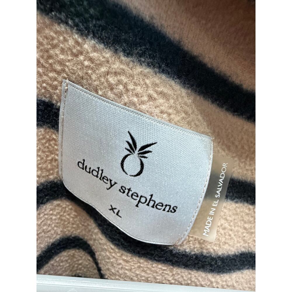 Dudley Stephens Bowery Mock Neck Top Khaki Black Stripe Vello Fleece Sz XL - Picture 5 of 9